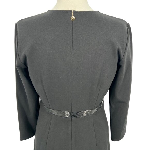 Kate Spade Bow Waist Ponte Dress Black Knee Length Long Sleeve Size Large - Picture 5 of 12